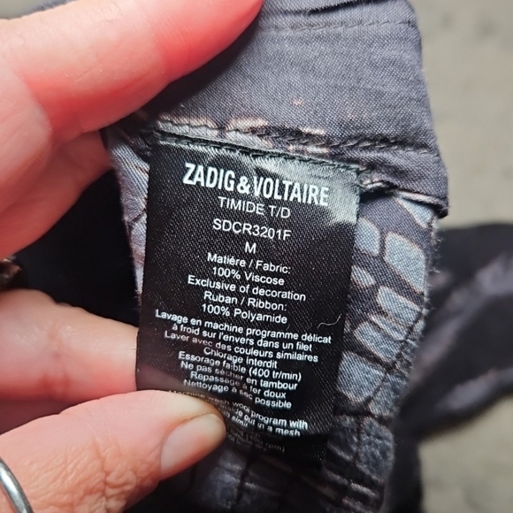 Zadig & Volaire Womens Black And Gray Ruth  Long Sleeve Tunic Top  M - Picture 8 of 13